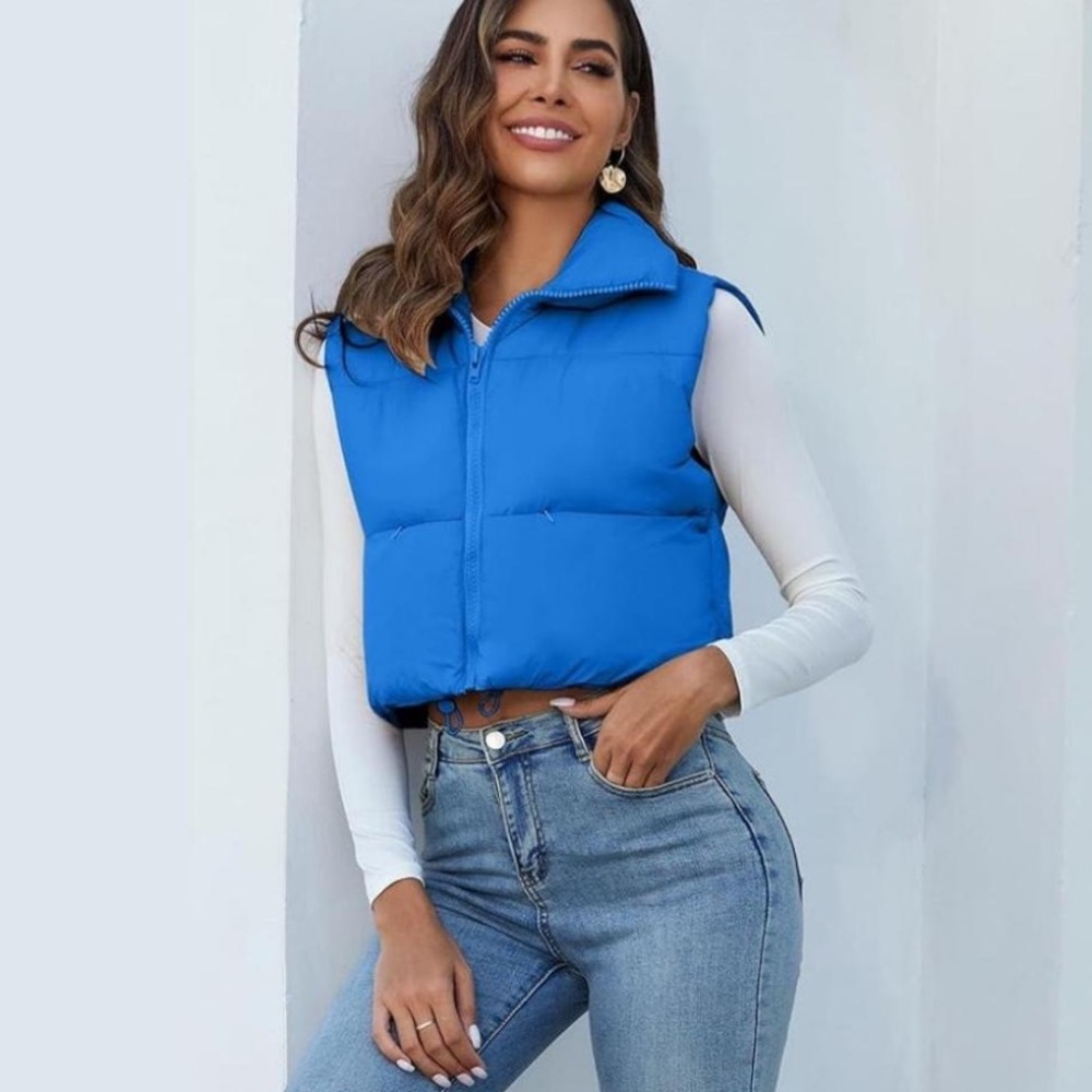 Blue Women's Puffer Vest Large